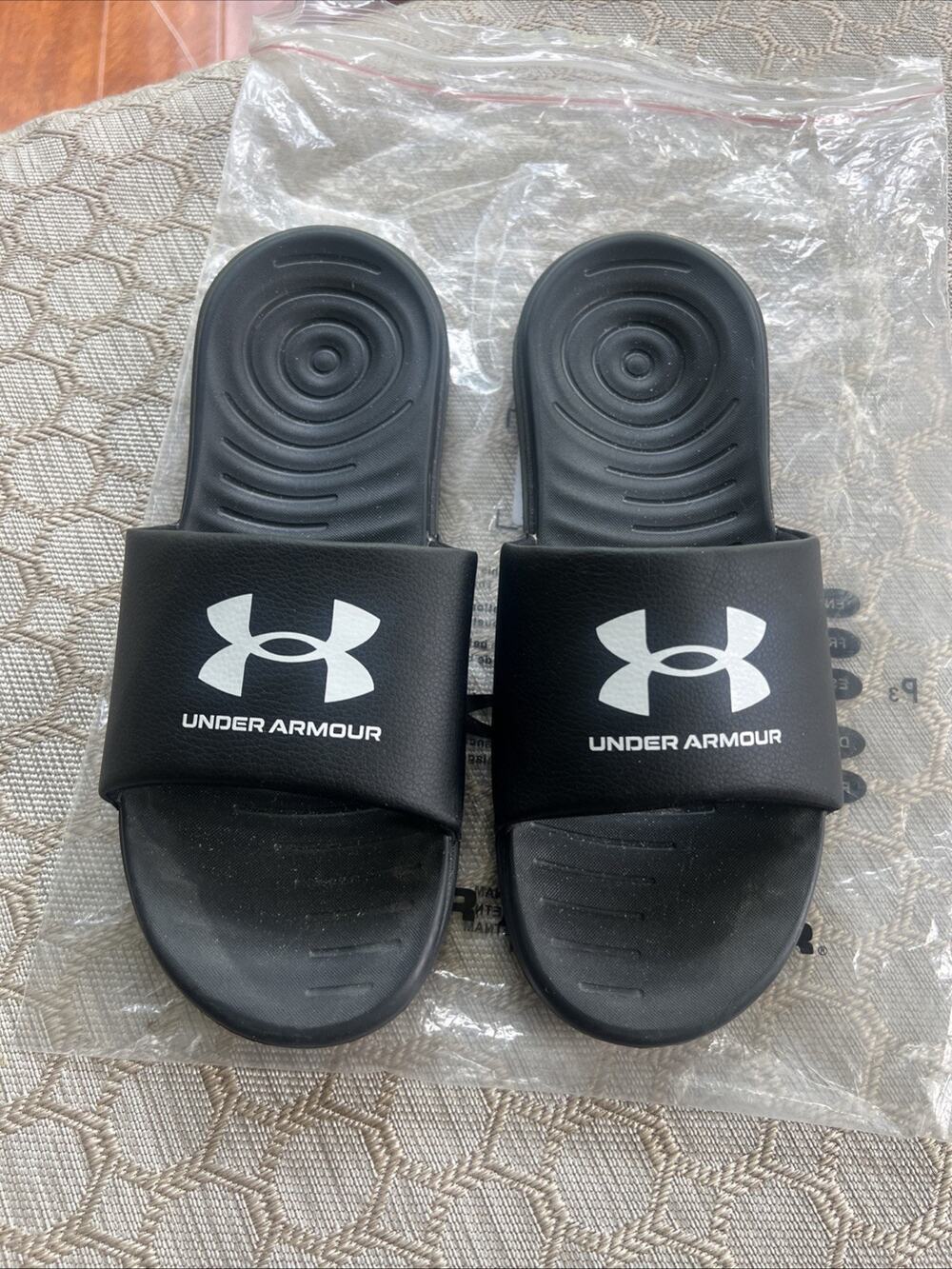 Under Armour 3023772 Men UA Ansa Fix Slides, Black/White, Size 10